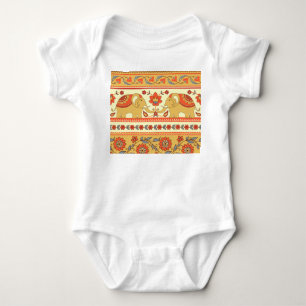Ethnic elephants, flowers, seamless pattern. baby bodysuit