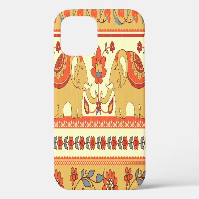 Ethnic elephants, flowers, seamless pattern. Case-Mate iPhone case (Back)