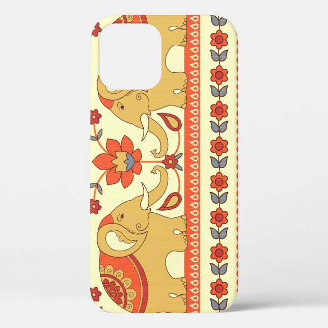 Ethnic elephants, flowers, seamless pattern. Case-Mate iPhone case (Back)
