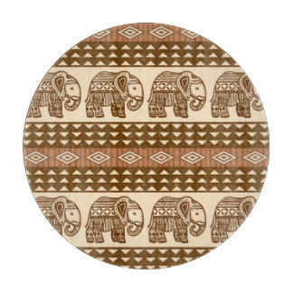 Ethnic Elephants Geometric Vintage Pattern Cutting Board