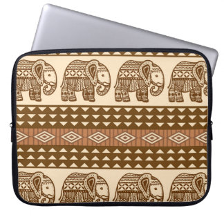 Ethnic Elephants Geometric Vintage Pattern Laptop Sleeve