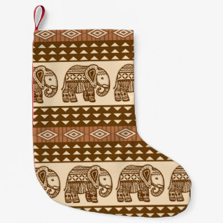 Ethnic Elephants Geometric Vintage Pattern Small Christmas Stocking
