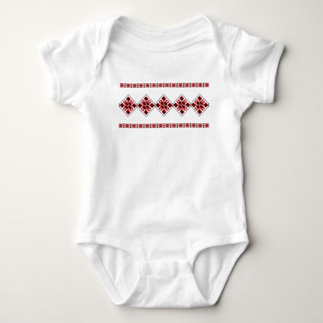 Ethnic Embroidery Geometirc Pattern Baby Bodysuit (Front)