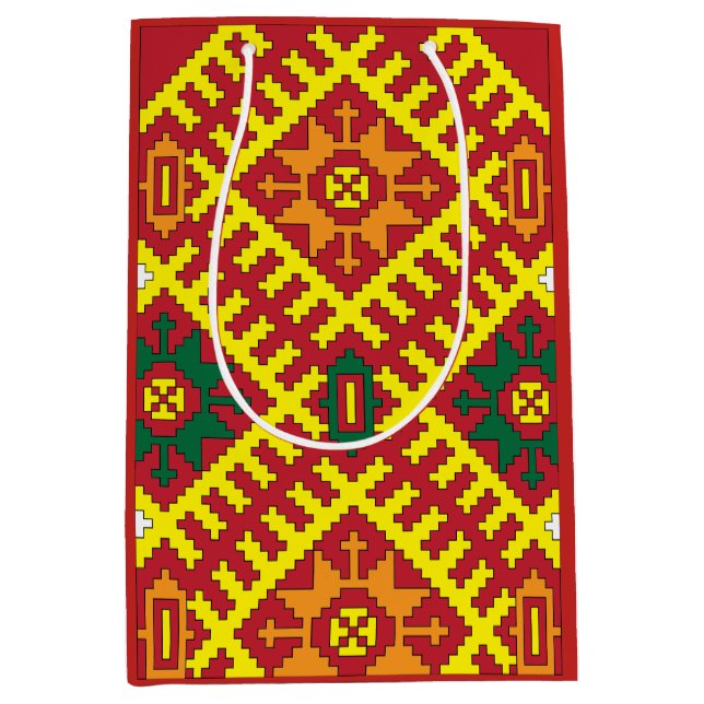 Ethnic Ethnographic folk art pattern from Alsunga Medium Gift Bag (Front)