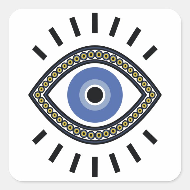 Ethnic evil eye protection amulet square sticker (Front)