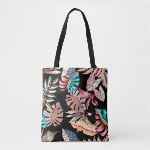 Ethnic exotic leaf leaves folkloric vintage seamle tote bag
