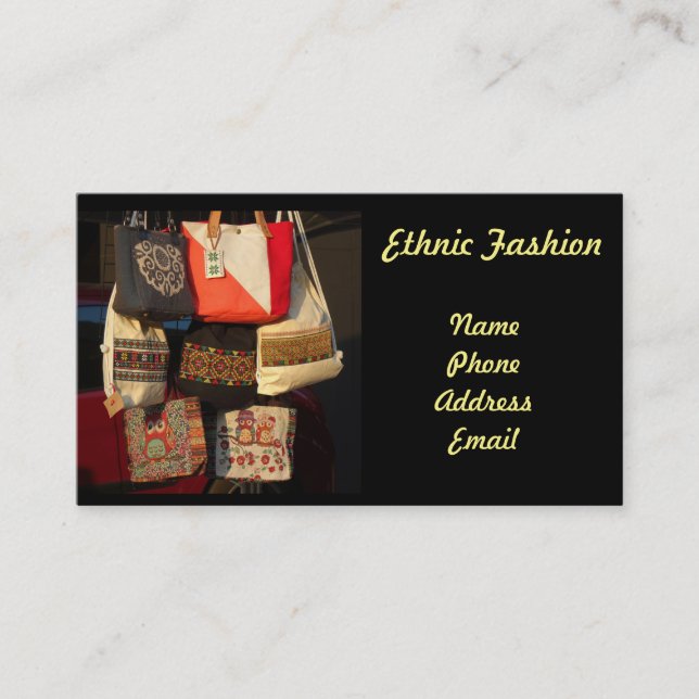 Ethnic Fashion Handbags Business Card (Front)