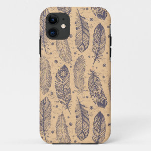 Ethnic Feather Outline Pattern Case-Mate iPhone Case