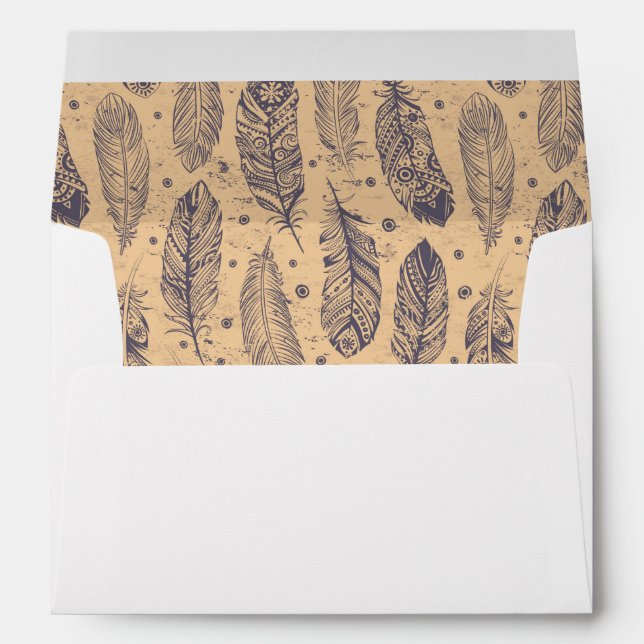 Ethnic Feather Outline Pattern Envelope (Back (Bottom))