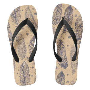 Ethnic Feather Outline Pattern Jandals