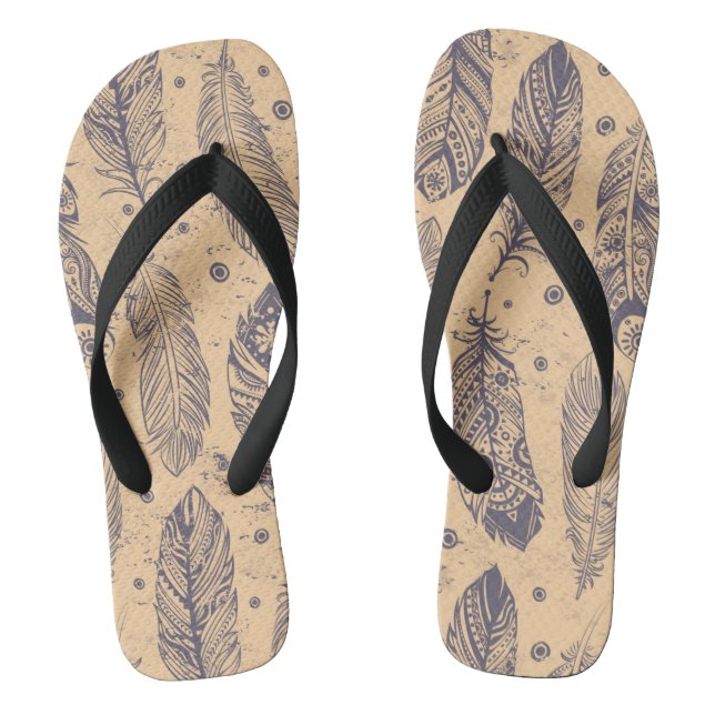 Ethnic Feather Outline Pattern Jandals (Footbed)