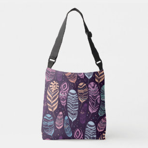 Ethnic feathers: black and white pattern crossbody bag