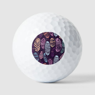 Ethnic feathers: black and white pattern golf balls