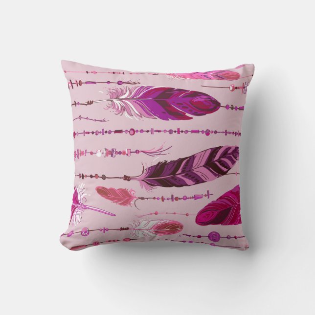 Ethnic Feathers: Bright Coloured Pattern. Cushion (Front)