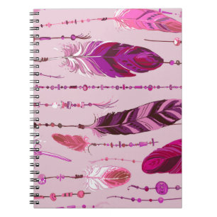Ethnic Feathers: Bright Coloured Pattern. Notebook