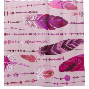 Ethnic Feathers: Bright Coloured Pattern. Shower Curtain