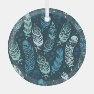Ethnic Feathers: Colourful Seamless Pattern. Glass Tree Decoration