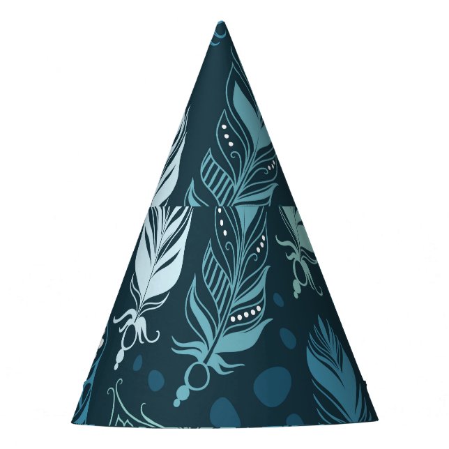Ethnic Feathers: Colourful Seamless Pattern. Party Hat (Front)
