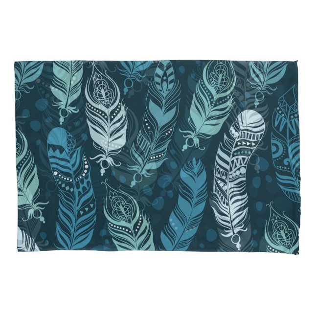 Ethnic Feathers: Colourful Seamless Pattern. Pillowcase (Front)