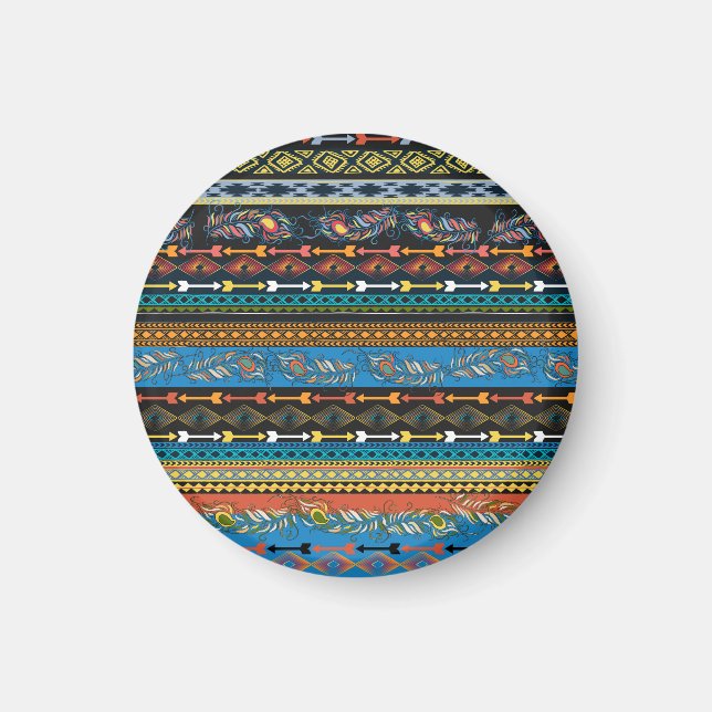 Ethnic Feathers: Embroidery Boho Chic Magnet (Front)