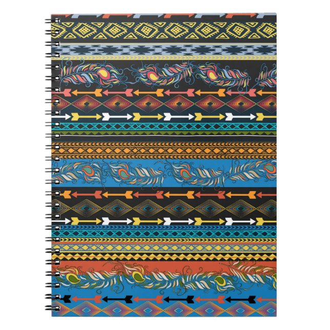 Ethnic Feathers: Embroidery Boho Chic Notebook (Front)