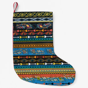 Ethnic Feathers: Embroidery Boho Chic Small Christmas Stocking