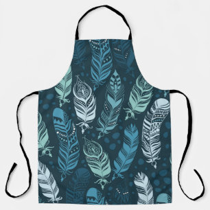 Ethnic feathers seamless pattern apron