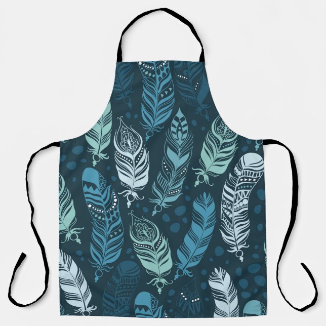 Ethnic feathers seamless pattern apron (Front)