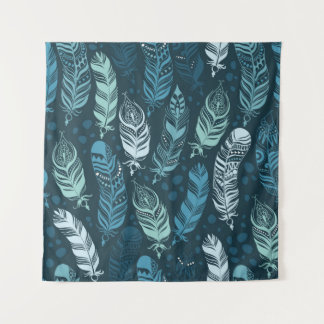 Ethnic feathers seamless pattern tapestry