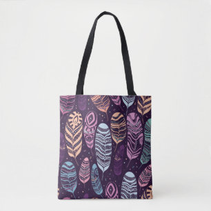 Ethnic feathers seamless pattern. tote bag
