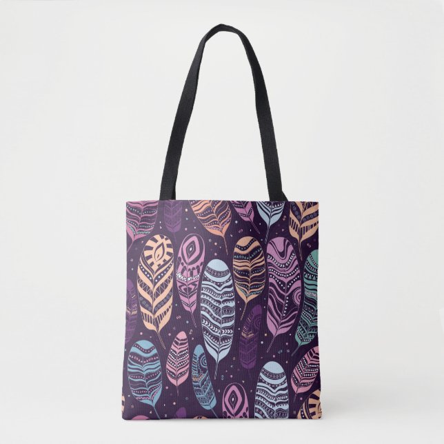 Ethnic feathers seamless pattern. tote bag (Front)