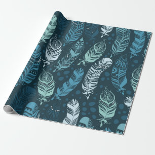 Ethnic feathers seamless pattern wrapping paper