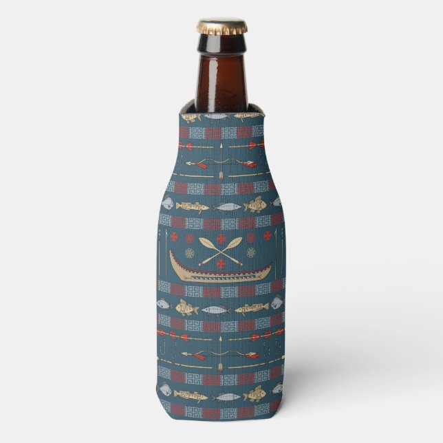 Ethnic Fishing Pattern Bottle Cooler (Bottle Front)