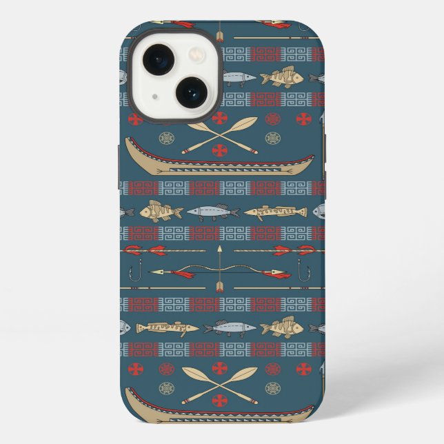 Ethnic Fishing Pattern iPhone Case (Back)