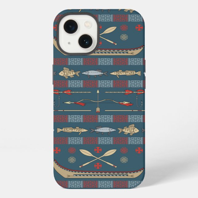 Ethnic Fishing Pattern iPhone Case (Back)