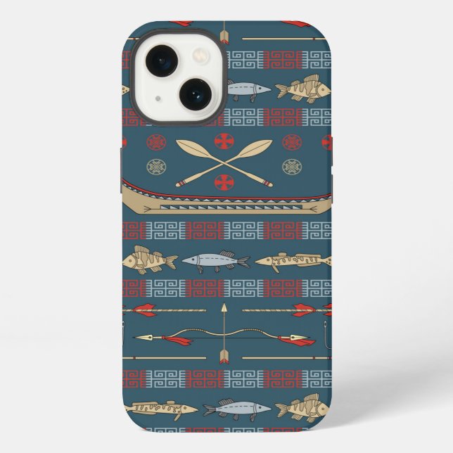 Ethnic Fishing Pattern iPhone Case (Back)