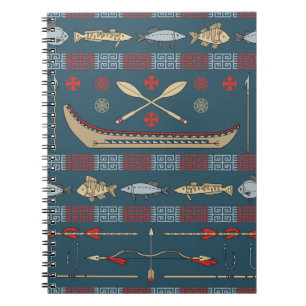Ethnic Fishing Pattern Spiral Notebook