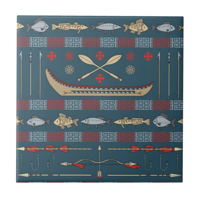 Ethnic Fishing Pattern Tile (Front)