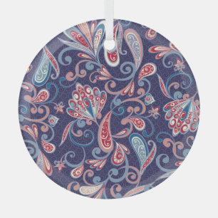 Ethnic Floral: Abstract Oriental Seamless. Glass Tree Decoration
