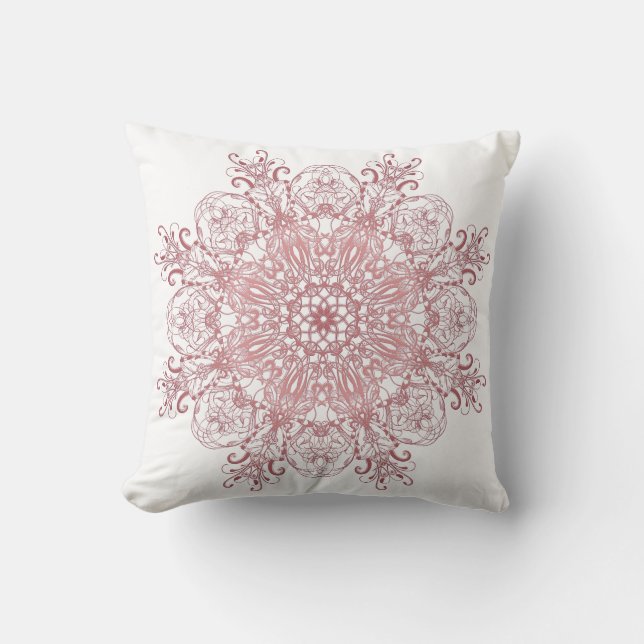 Ethnic floral coral mandala. cushion (Front)