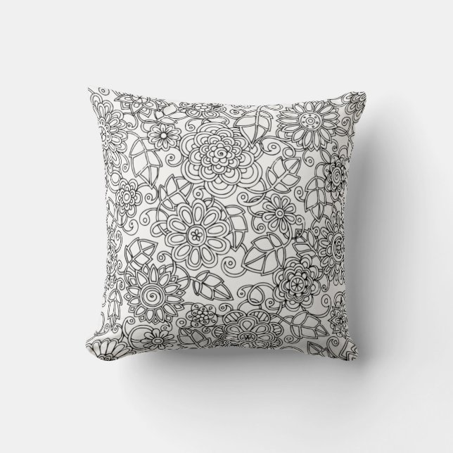Ethnic Floral Doodle Cushion (Front)