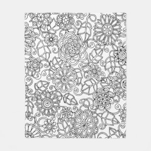 Ethnic Floral Doodle Fleece Blanket