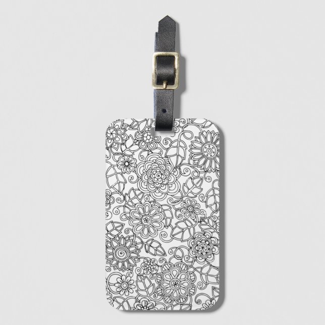 Ethnic Floral Doodle Luggage Tag (Front Vertical)