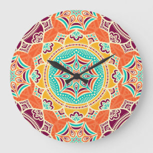 Ethnic Floral: Enchanting Seamless Design. Large Clock
