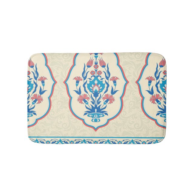 Ethnic Floral Fabric: Seamless Elegance Bath Mat (Front)