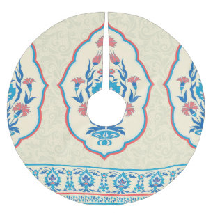 Ethnic Floral Fabric: Seamless Elegance Brushed Polyester Tree Skirt