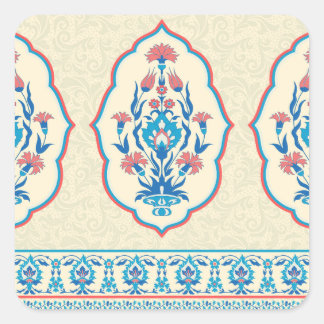 Ethnic Floral Fabric: Seamless Elegance Square Sticker