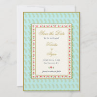 Ethnic Floral Frame Indian wedding Save the date I