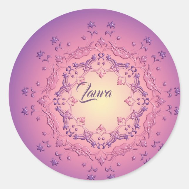 Ethnic floral mandala. Floral Crown       Classic Round Sticker (Front)