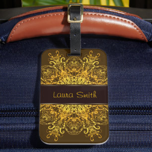 Ethnic floral mandala. Floral Crown Luggage Tag